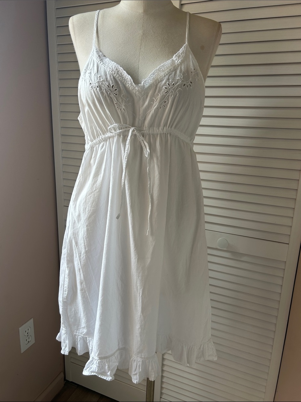 Spenser Jeremy White Cotton Lace-Trim Sleep Slip Dress size M nightgown